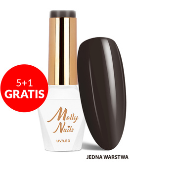5+1gratis Lakier hybrydowy LED/UV Gel Polish The Trend Edit Nr 300 Dark Chocolate MollyNails HEMA/Di-HEMA Free 8g