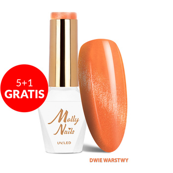 5+1gratis Lakier hybrydowy LED/UV Gel Polish Cat Eye Pastel Nr 276 Tangerine Molly Nails HEMA/Di-HEMA Free 8g