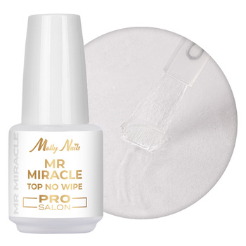 Top no wipe Mr. Miracle Pro Salon Molly Nails do lakierów hybrydowych nie przyjmujący pigmentu Clear HEMA/Di-HEMA Free 15g