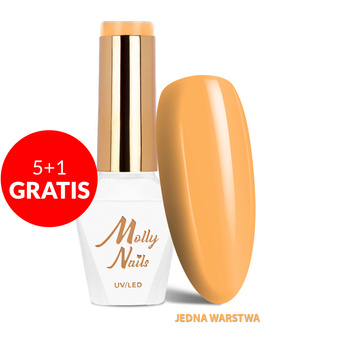 5+1gratis Lakier hybrydowy LED/UV Gel Polish The Trend Edit Nr 303 Honey Mustard MollyNails HEMA/Di-HEMA Free 8g