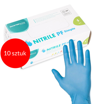 10sztuk Rękawiczki nitrylowe bezpudrowe Master Glove PF Simple Rozmiar S niebieskie 100 szt