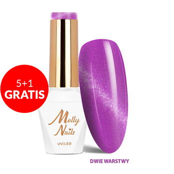 5+1gratis Lakier hybrydowy LED/UV Gel Polish Cat Eye Pastel Nr 273 Violet Molly Nails HEMA/Di-HEMA Free 8g