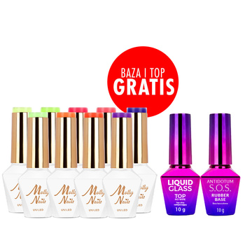 Zestaw 9 kolorów Vivid Vibes HEMA/Di-HEMA Free + baza i top GRATIS (S.O.S. Antidotum, Liquid Glass)
