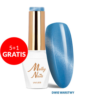 5+1gratis Lakier hybrydowy LED/UV Gel Polish Cat Eye Pastel Nr 272 Sky Molly Nails HEMA/Di-HEMA Free 8g