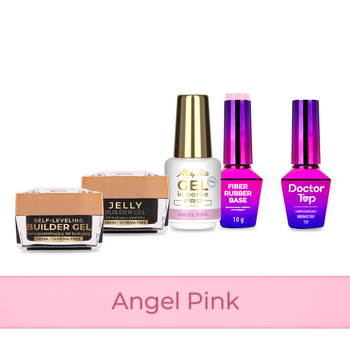 PRO MATCH SYSTEM 4+1 Angel Pink: 3x żele 15g: Jelly&SelfLeveling&Gel in bottle+Baza+Doctor Top 10g GRATIS