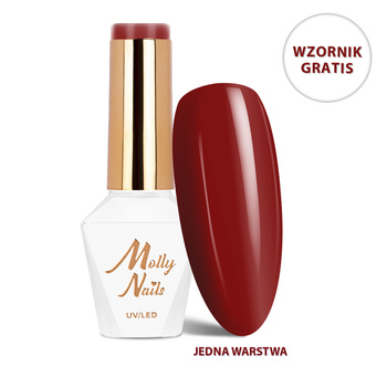 Lakier hybrydowy LED/UV Gel Polish The Trend Edit Nr 301 Burgundy Edit MollyNails HEMA/Di-HEMA Free 8g+ Wzornik Reds GRATIS