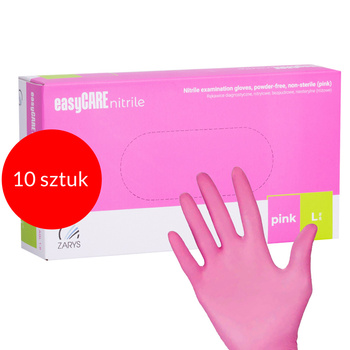 10sztuk Rękawiczki jednorazowe nitrylowe diagnostyczne i ochronne Easycare nitrile Pink rozmiar L różowe 100 szt