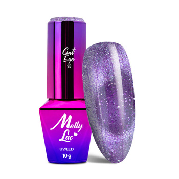 Магнітний гібридний лак з ефектом «котяче око» Cat Eye Foxy Eyes Purple Light MollyLac 10 г № 552