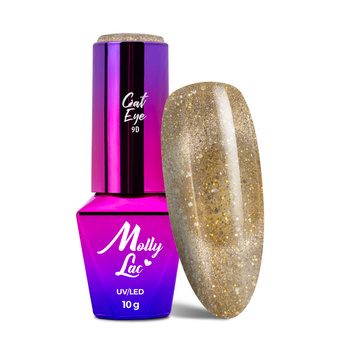 Магнітний гібридний лак з ефектом «котяче око» Cat Eye Foxy Eyes Golden MollyLac 10 г № 555