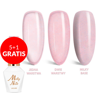 5+1 gratis Smalto ibrido Molly Nails Wedding Yes, I Do Trasparente con glitter rosa HEMA/Di-HEMA Free 8 g N. 23