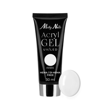 Gel acrilico Polygel per ricostruzione e extension AcrylGel Molly Nails senza HEMA/Di-HEMA, bianco, 30 ml