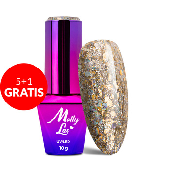 5 + 1 gratuit Vernis hybride pailleté MollyLac Born To Glow Bond Girl 10 g N° 578