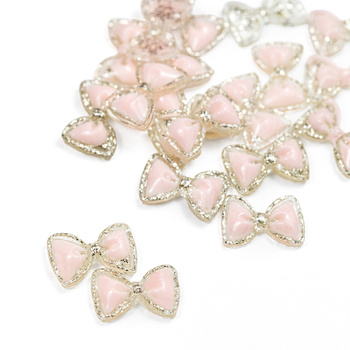 Adornos para uñas: lazos 3D en rosa y dorado, 20 unidades