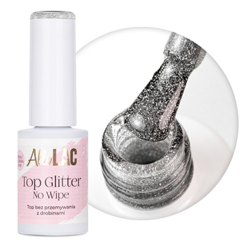 Топ-лак Glitter no wipe AlleLac Silver Glow без HEMA/Di-HEMA, 7 г