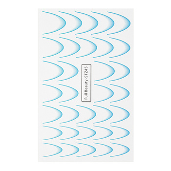 Wassertransfer-Aufkleber für die Nägel mit Farbverlauf / French / Ombre / Französische Smile-Linie, 33 Stück, blau, STZ45