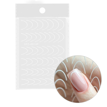 Selbstklebende Nagelsticker / French / Französische Smile-Linie, 48 Stück, weiß, STZ-CS169