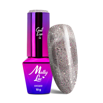 Магнітний гібридний лак з ефектом котячого ока Cat Eye Foxy Eyes Multicolor Chrom MollyLac 10 г № 558