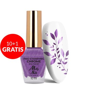 10 + 1 gratis: Molly Nails PRO Stamping Chrome Lack für Stempel und Stamping, violett (purple), 10 ml