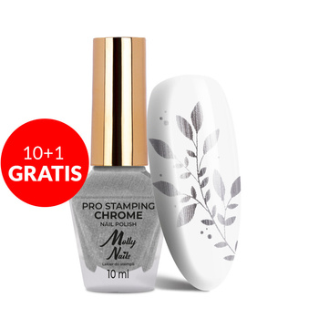 10 + 1 gratis: Molly Nails PRO Stamping Chrome Silber-Nagellack für Stempel und Stamping, 10 ml