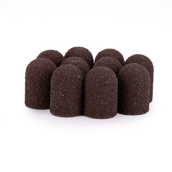 Cappucci abrasivi per pedicure con interno in cotone, 16 mm, grana 100, marroni, AlleMed, 10 pezzi