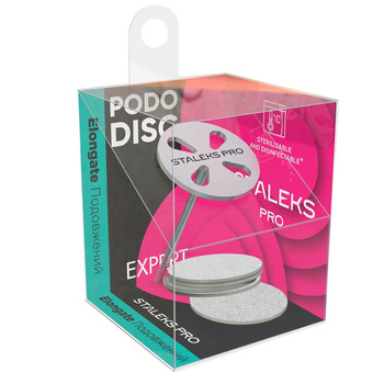 Verlängerte Pediküre-Scheibe PODODISC von Staleks Expert – Set bestehend aus Schaft, Scheibe und 5 austauschbaren Aufsteckern, Körnung 180, 20 mm