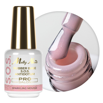 Kautschukbasis für elastische Nägel, Maniküre und Pediküre, zur Verzierung – S.O.S. Antidotum Pro Salon Molly Nails Sparkling Mousse 15 g
