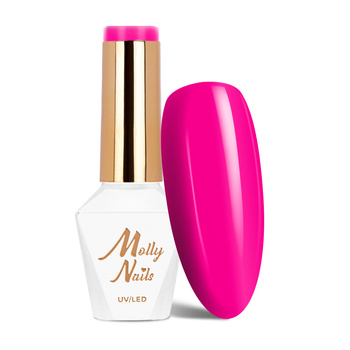 Esmalte híbrido LED/UV Gel Polish Molly Nails Power Flower n.º 723 Pink Tulip sin HEMA ni Di-HEMA, 8 g