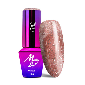 Магнітний гібридний лак з ефектом «котяче око» Cat Eye Foxy Eyes Radiant Brown MollyLac 10 г № 553