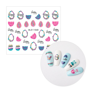 Adhesivos 3D para uñas con purpurina, con motivos de Pascua, BLE 1106D