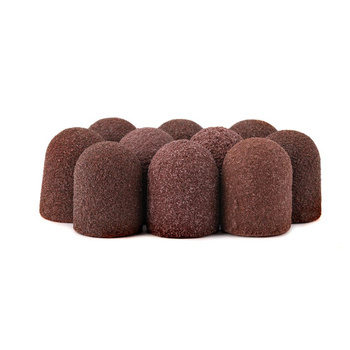 Capuchones abrasivos para pedicura con interior de algodón, 13 mm, grano 120, marrones, AlleMed, 10 unidades