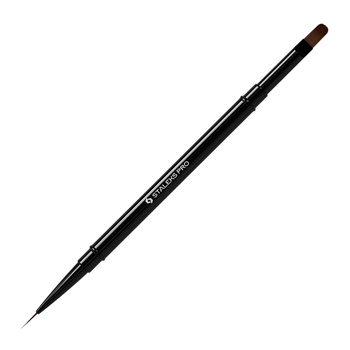 Doppelseitiger Pinsel für Gel (11 mm, oval) und für Verzierungen (10 mm) – Staleks PRO Expert, schwarz 