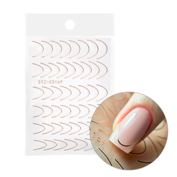 Selbstklebende Nagelsticker / French / Französische Smile-Linie, 48 Stück, Roségold, STZ-CS169