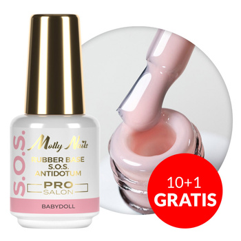 10+1 gratis: Kautschukbasis für flexible Nägel zur Verzierung S.O.S. Antidotum Pro Salon Molly Nails Babydoll 15 g