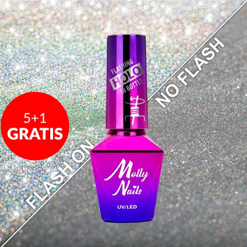 5+1 gratis Smalto ibrido Molly Nails Flashing Holo in Bottle 8 g