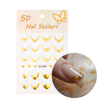Selbstklebende 5D-Nagelaufkleber / French / Französische Smile-Linie, 20 Stück, orange, SD-2285