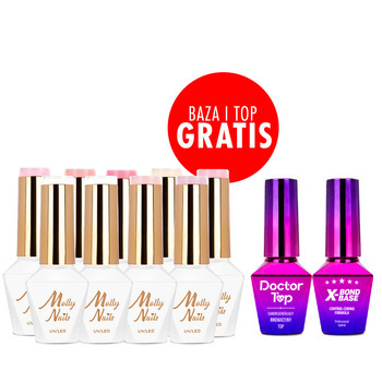 Set of 9 colors Wedding Yes, I Do Molly Nails Hema/di-Hema free + base and top coat FREE (X-Bond Base, Doctor Top)