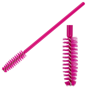 Pink nylon eyelash brush - pink stick, 50 pcs