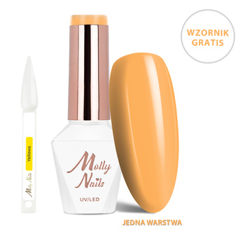Гібридний лак LED/UV Gel Polish The Trend Edit № 303 Honey Mustard MollyNails без HEMA/Di-HEMA 8 г + каталог відтінків «Yellows» БЕЗКОШТОВНО