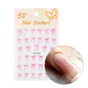 5D наклейки на нігті, самоклейні бантики, рожеві, SD-2159 MollyNails