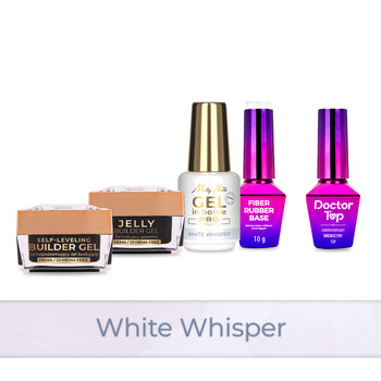 PRO MATCH SYSTEM 4+1 White Whisper: 3 гелі LED/UV по 15 г: Jelly&SelfLeveling;&Gel; у флаконі + База + Doctor Top 10 г БЕЗКОШТОВНО