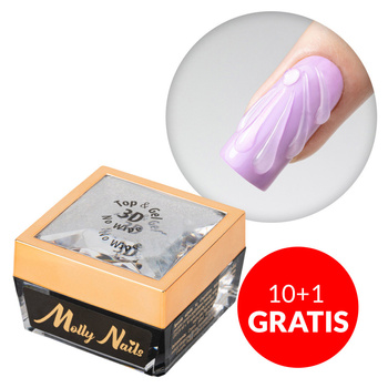 10+1 безкоштовно TOP & GEL NO WIPE 3D MollyNails для декорування та створення ефектів, без HEMA/Di-HEMA, 15 г