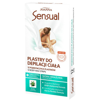 Пластирі для епіляції тіла Joanna Sensual з алое для чутливої шкіри, 12 шт.