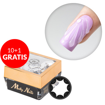 10+1 безкоштовно TOP & GEL NO WIPE 3D MollyNails для декорування та створення ефектів, без HEMA/Di-HEMA, 5 г + захисне кільце