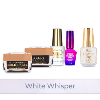 PRO MATCH SYSTEM 4+1 White Whisper: 3 гелі LED/UV: Jelly&SelfLeveling;&Gel; у флаконі + База + Doctor Top 15 г БЕЗКОШТОВНО