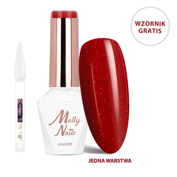Гібридний лак LED/UV Gel Polish La Vie en Rouge № 322 Deep Obsession MollyNails без HEMA/Di-HEMA, 8 г + набір блискіток БЕЗКОШТОВНО