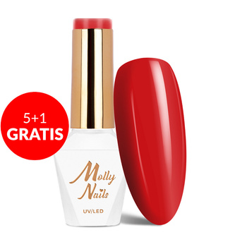 5+1 безкоштовно Гібридний лак Molly Nails Hearts &amp; Kisses Ruby Ring без HEMA/Di-HEMA, 8 г, № 196