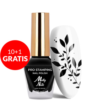 10+1 безкоштовно Лак для штампів та стемпінгу Molly Nails PRO Stamping чорний 10 мл