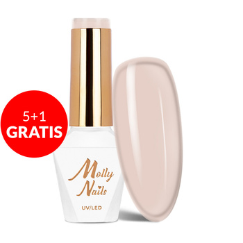 5+1 безкоштовно Гібридний лак Molly Nails French Manicure Delicate Brown без HEMA/Di-HEMA, 8 г, № 132