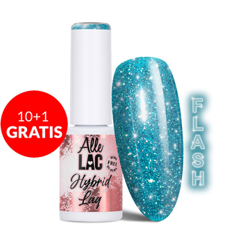10+1 безкоштовно Гібридний лак LED/UV Gel Polish Blues Flash Glitter Blue AlleLac без HEMA/Di-HEMA 6 г