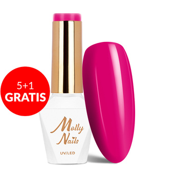 5+1 безкоштовно Гібридний лак Molly Nails Flamingo Botanical Elodie Neon без HEMA/Di-HEMA 8 г № 143